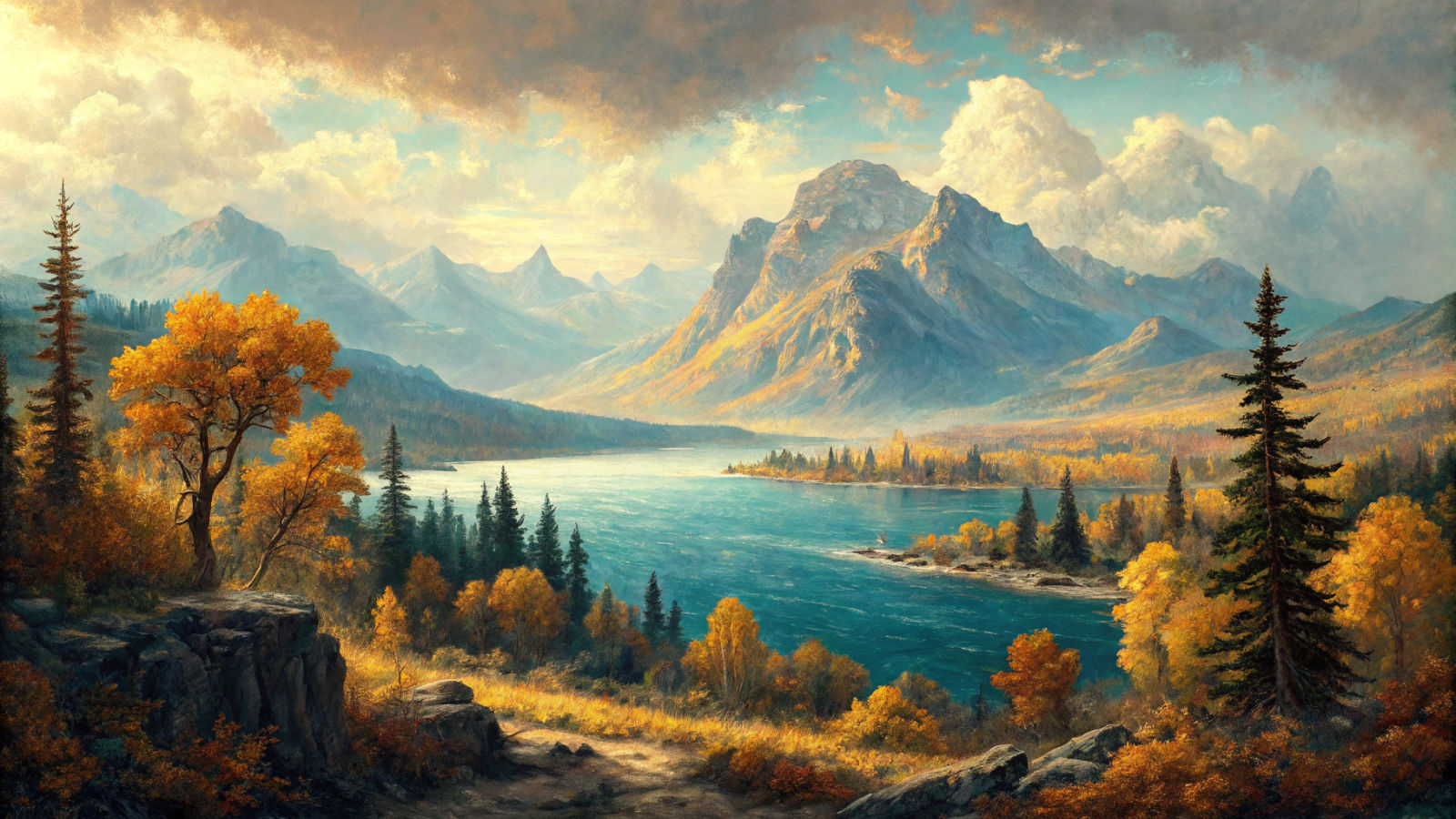 Majestic Landscape Painting in Impressionist Style