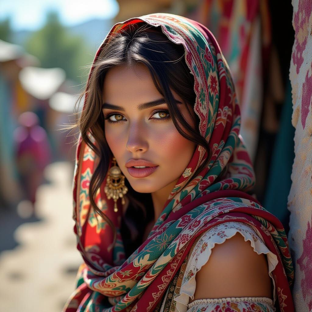 Beautiful Romani Woman Portrait in Dramatic Black and White ...