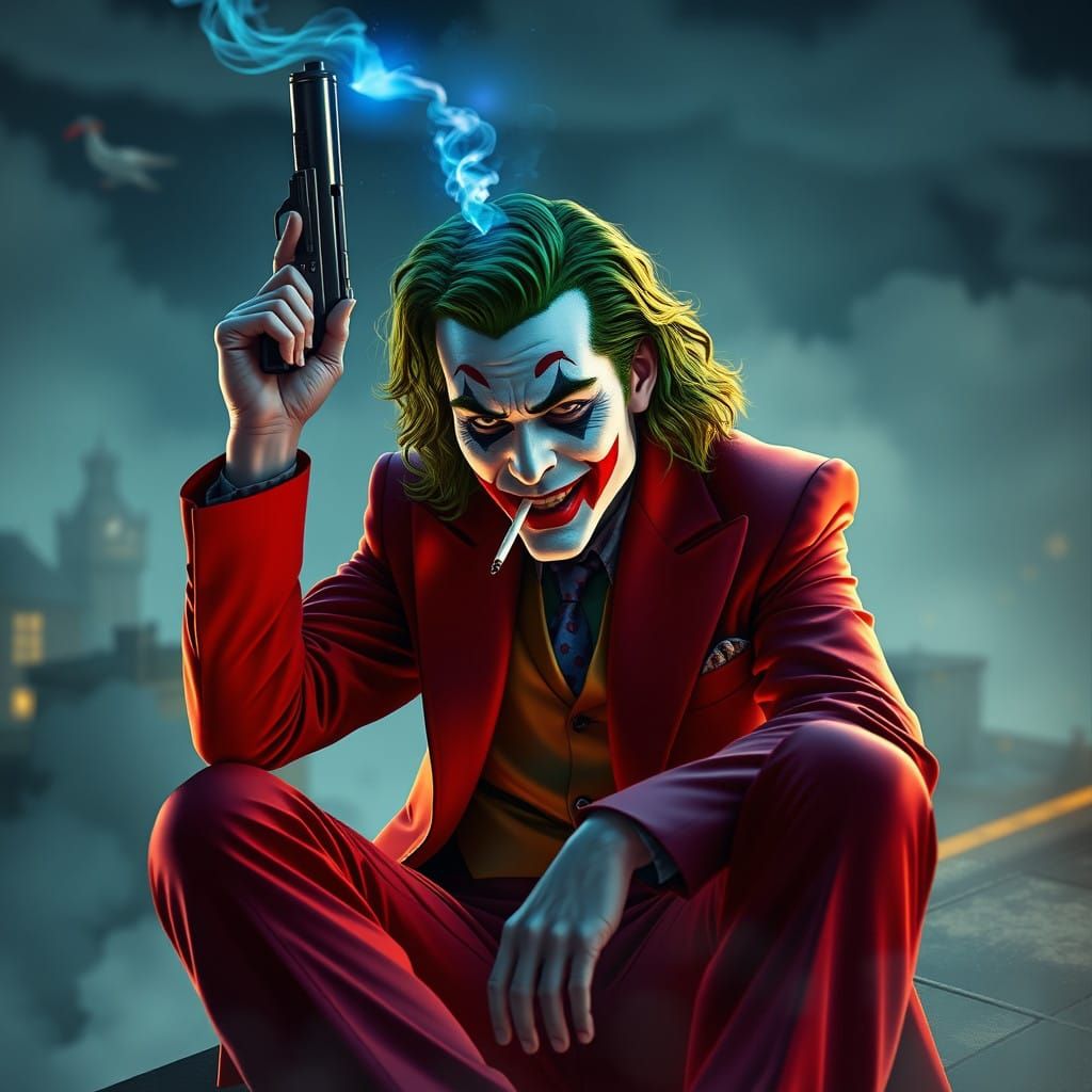 Joker's Descent into Madness in a Hyperdetailed, Ethereal Fa...