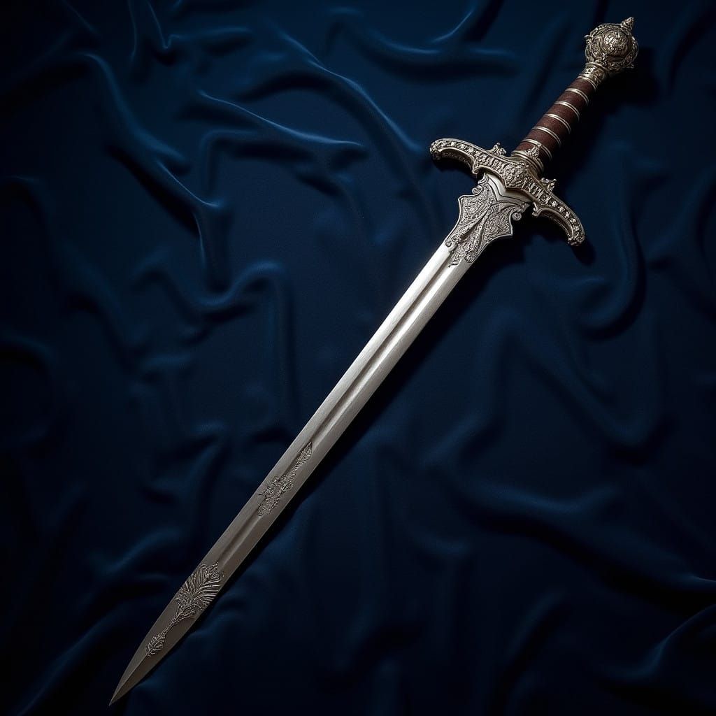 Dueling Rapier on Velvet in Art Nouveau Style