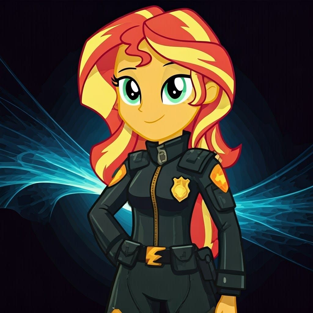 Sunset Shimmer as Futuristic Lightning Swat Police Officer i...