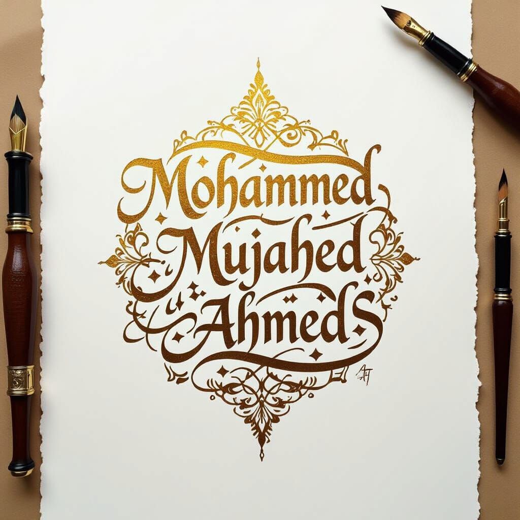 Golden Calligraphy Art of Mohammed Mujahed Ahmed