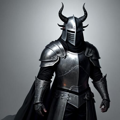 Armored Knight with Horned Helmet