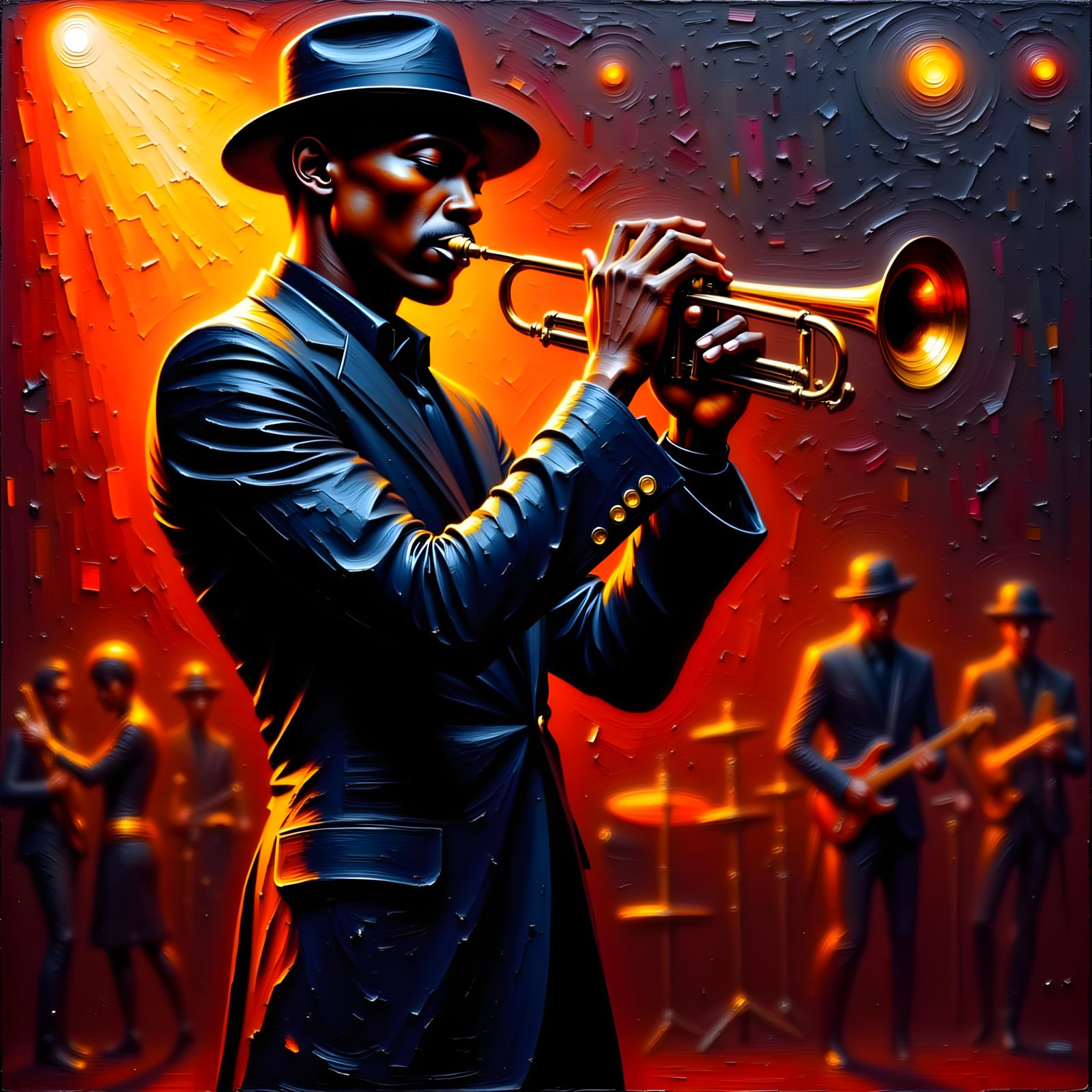 Impasto Painting of a 1920s Trumpet Player