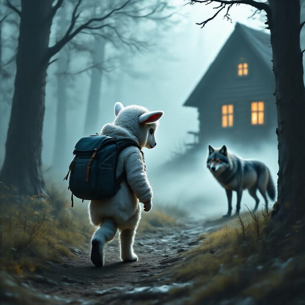Lamb in Wolf's Clothing: Dramatic Forest Scene