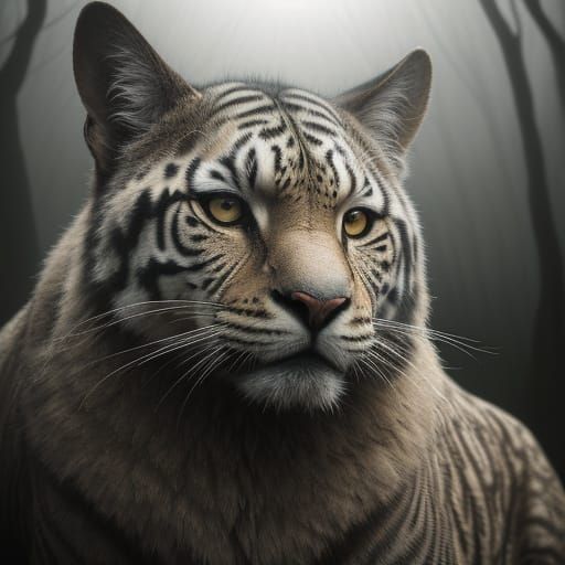 Hyper-Realistic Big Cat in Misty Environment