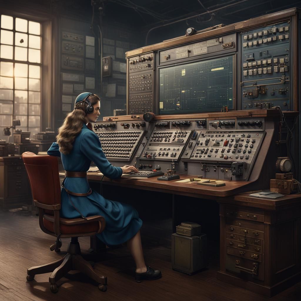 1930s Switchboard Operator in Detailed Matte Painting