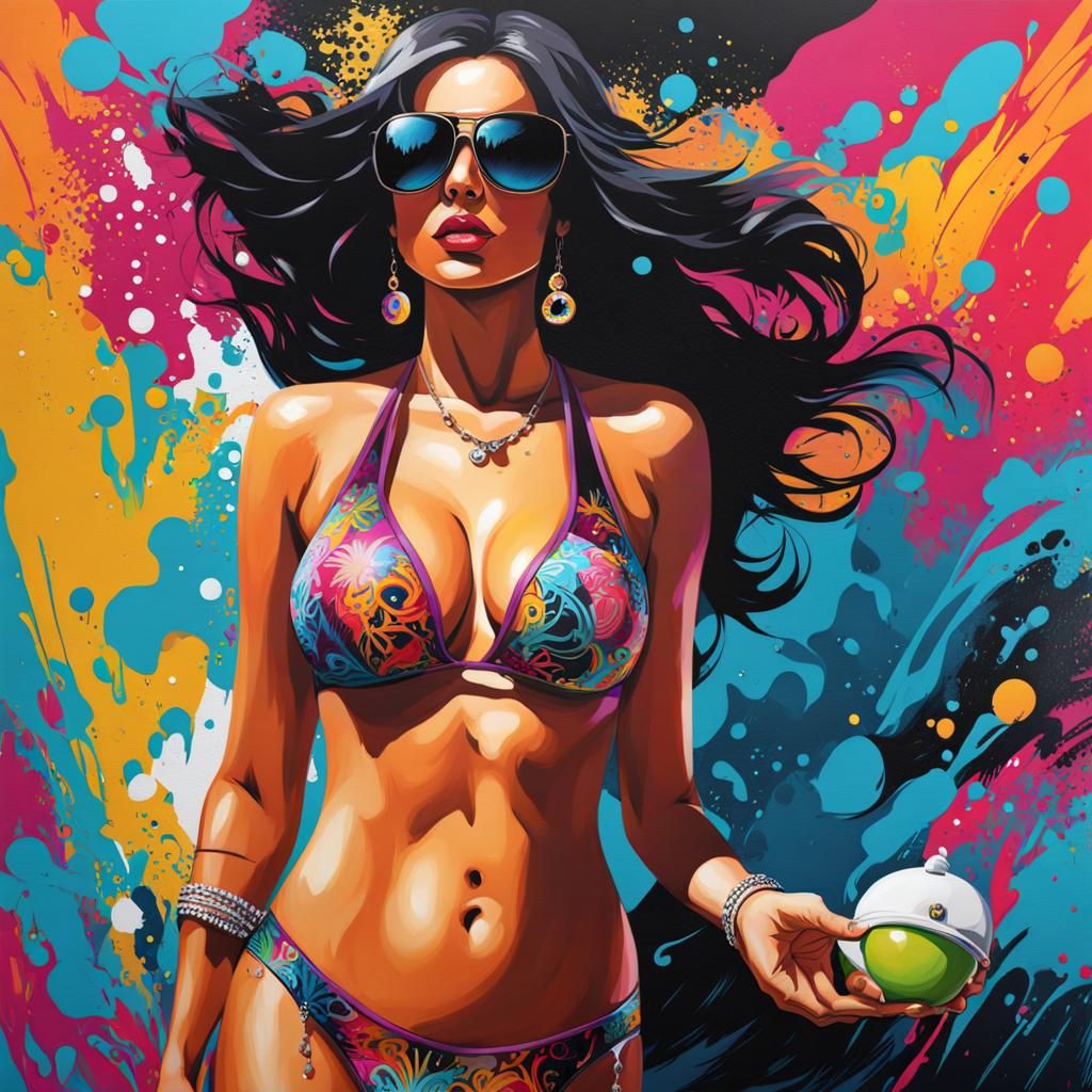 Arabic Women in Bikinis as Graffiti Street Art