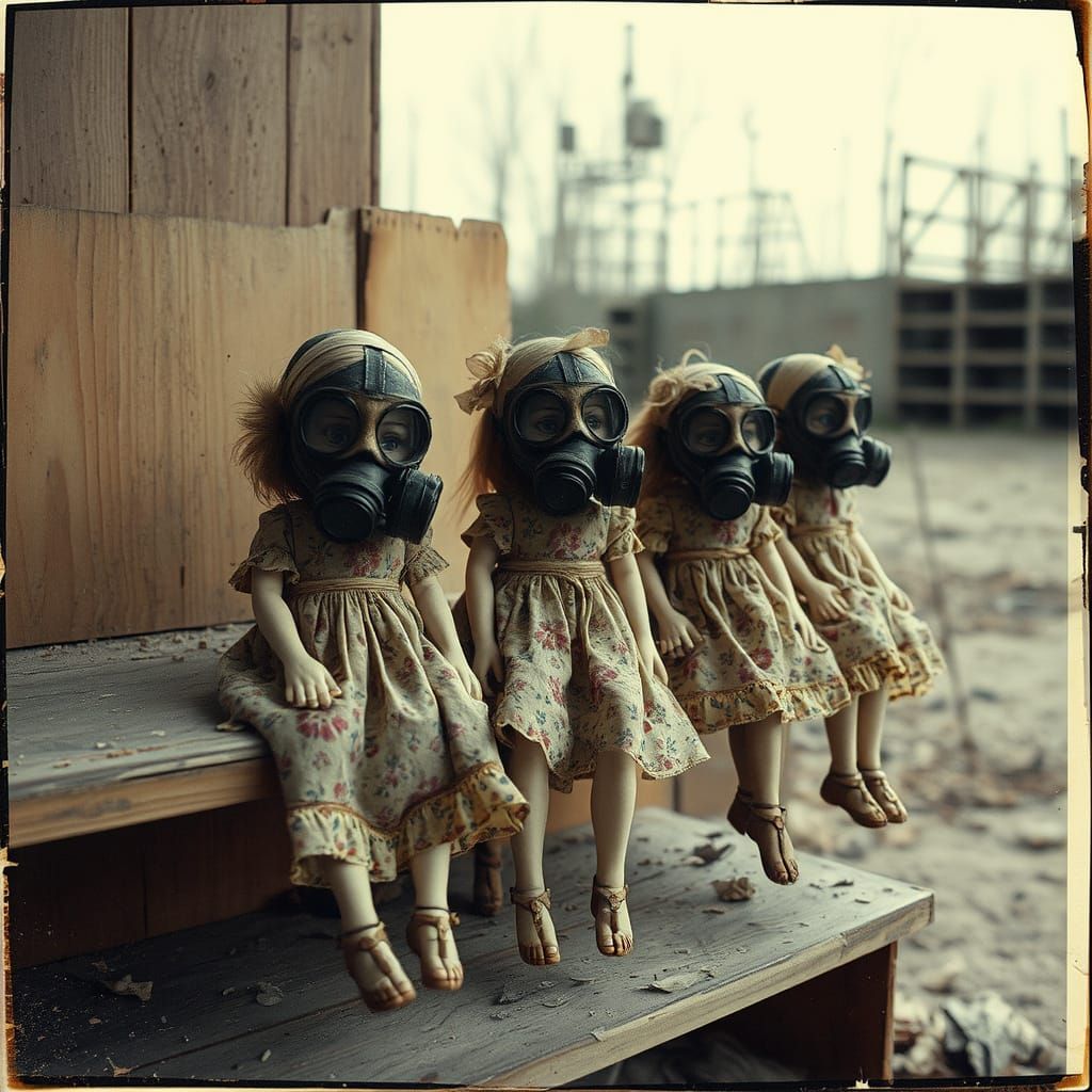 Abandoned Dolls in Pripyat, Retro-Futuristic Scene