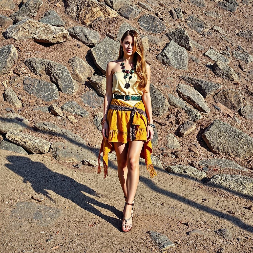 Photorealistic Woman with Auburn Hair in Earthy Tones