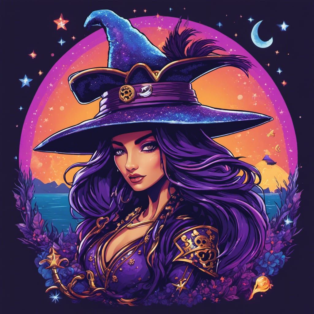 Purple pirate Witch Portrait