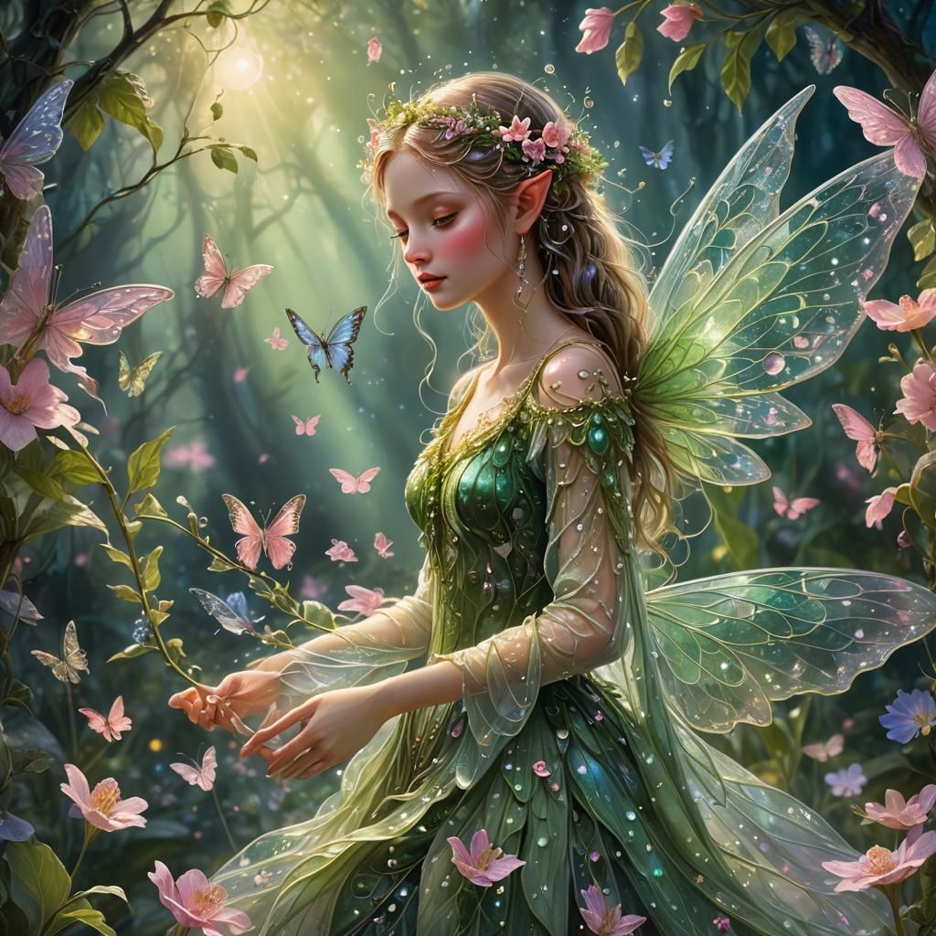 Enchanting Fairy with Opalescent Wings