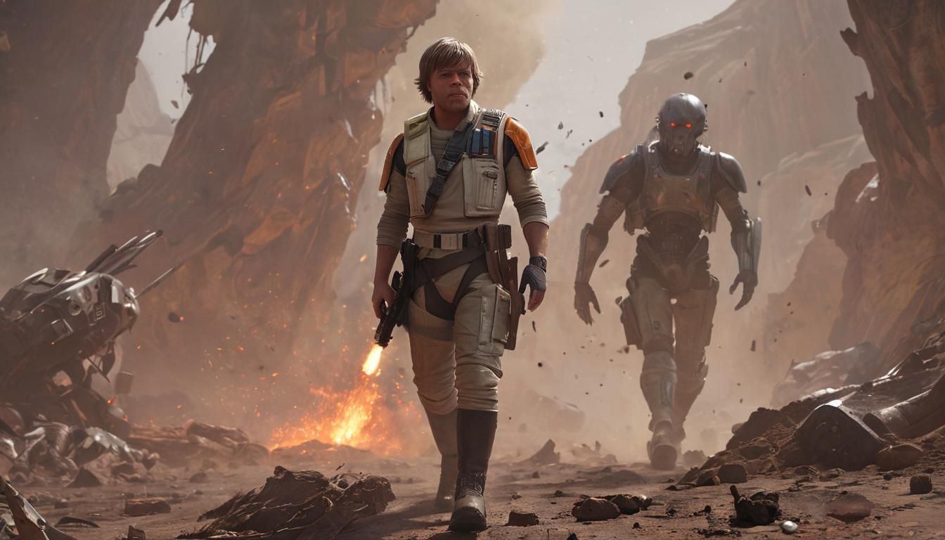 Luke Skywalker in Sci-Fi Battle Concept Art