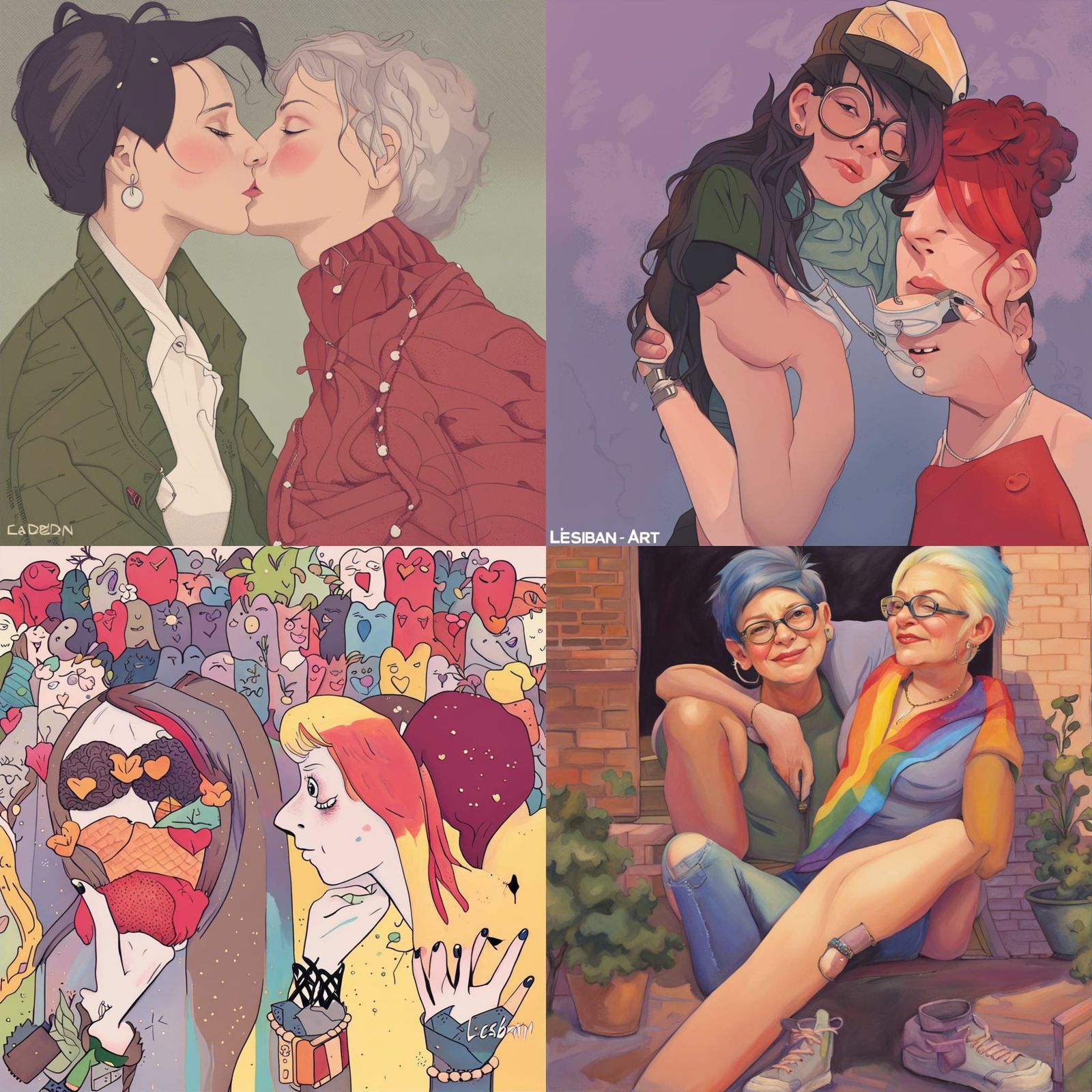 Lesbian Art: AI-Generated Image of Affection