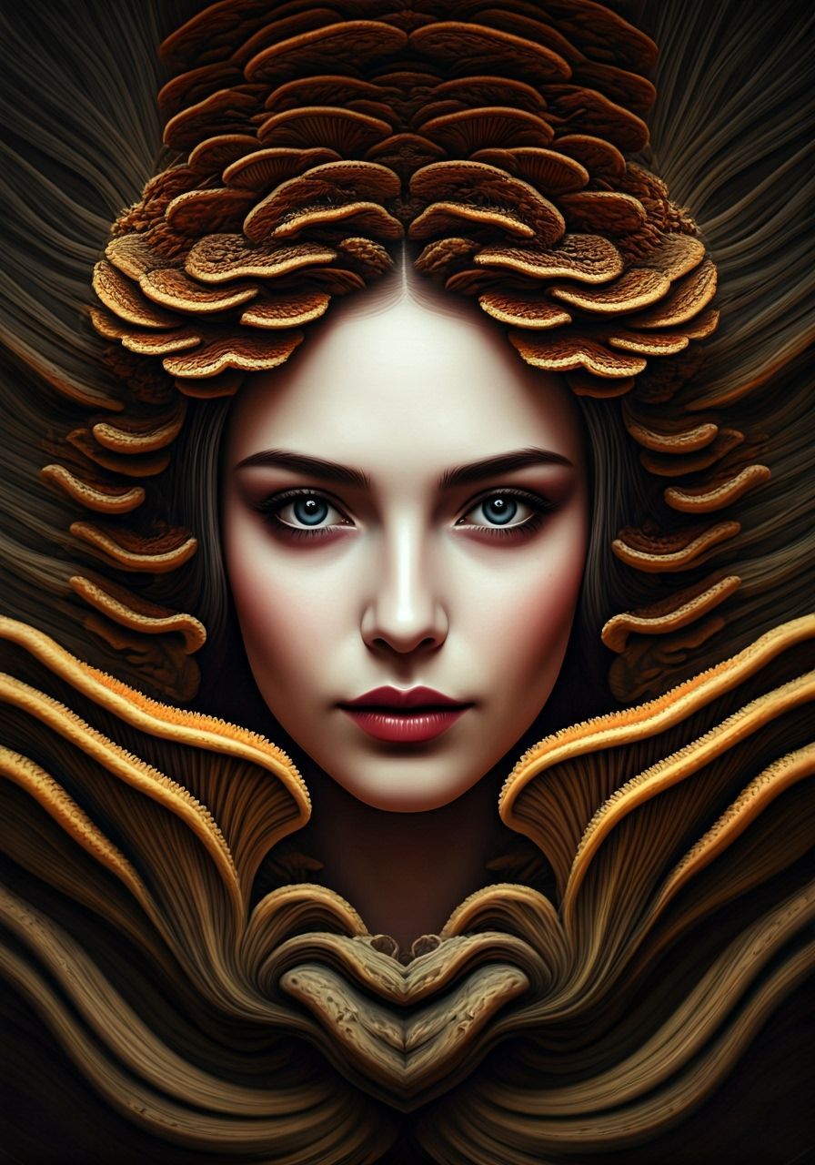 Horror Face with Fractal Fungi and Brocade