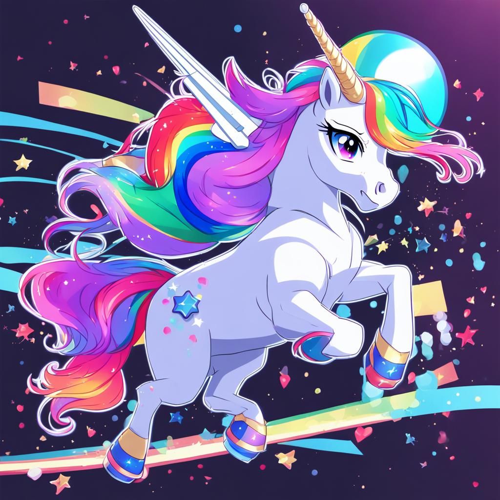 Unicorn in Anime Style Cool Pose