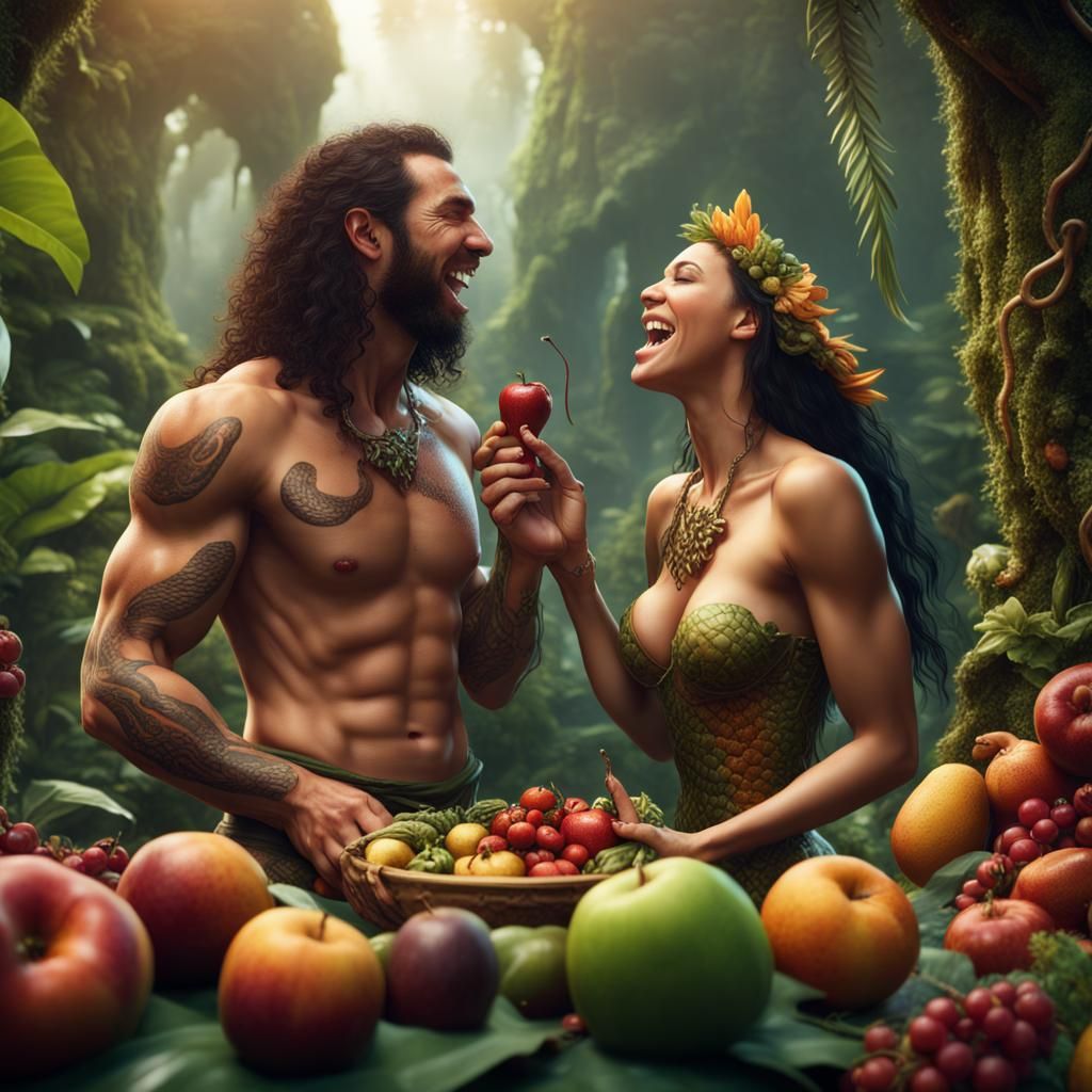 Adam and Eve in Paradise: Fantasy Concept Art