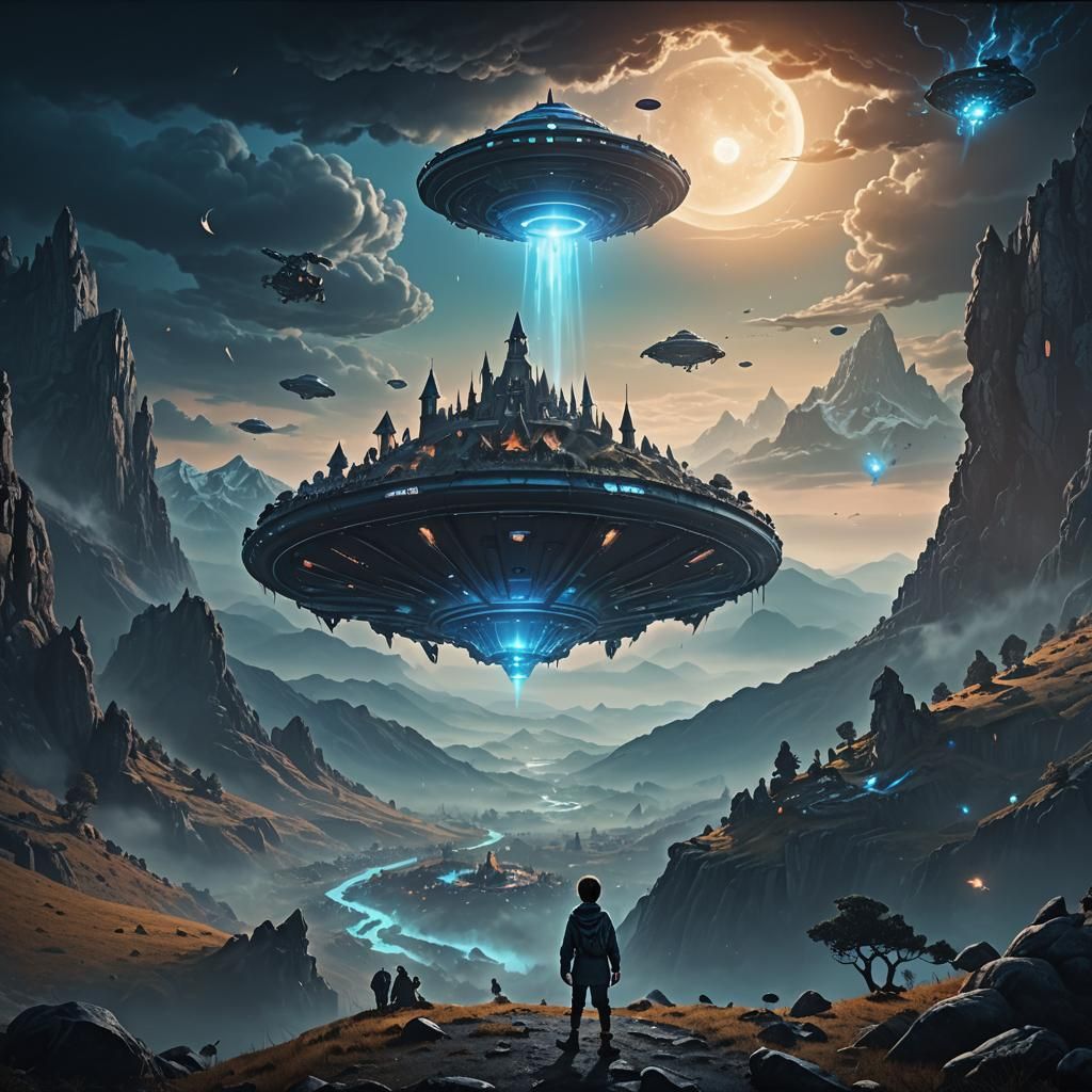 Eerie Kid in UFO: Dark Fantasy Concept Art