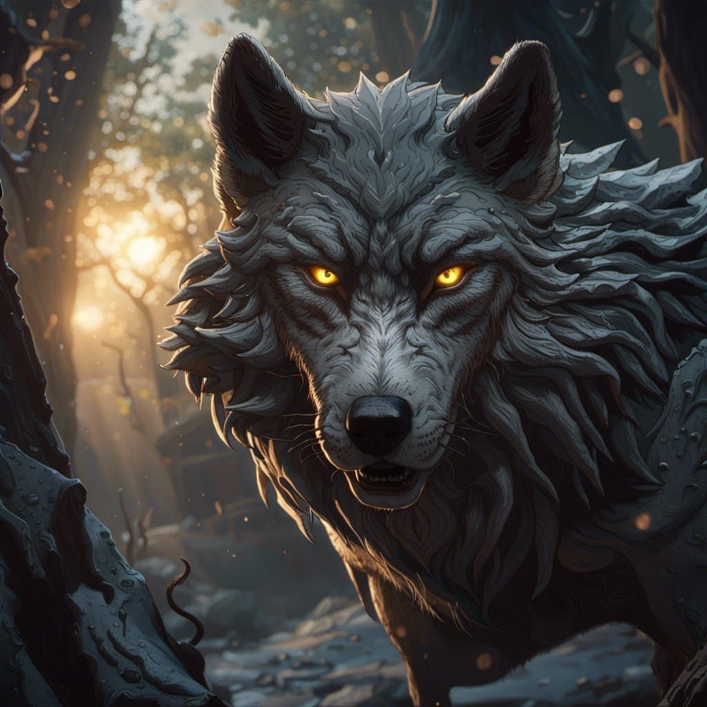 Glowing Wolves' Eyes: Dark Fantasy Concept Art