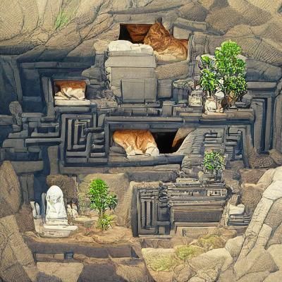 Ancient Cat-Gods Temple in Digital Painting