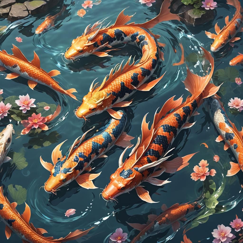 Anime Koi Sea Dragon Serpent in 3D