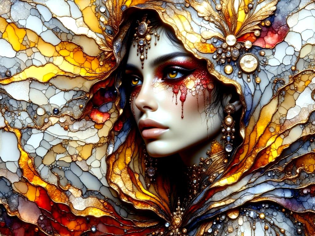 Ethereal Royal Portraits in Distressed Digital Art