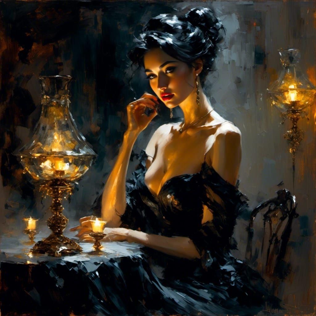 Elegant Woman in Dark Fantasy Style