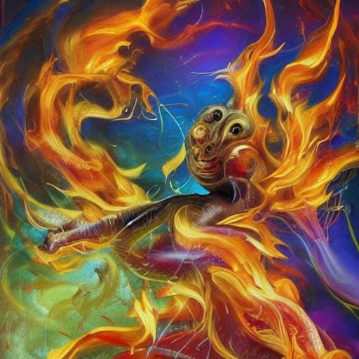 Mouse Dancing on Fire: A Surrealist Painting