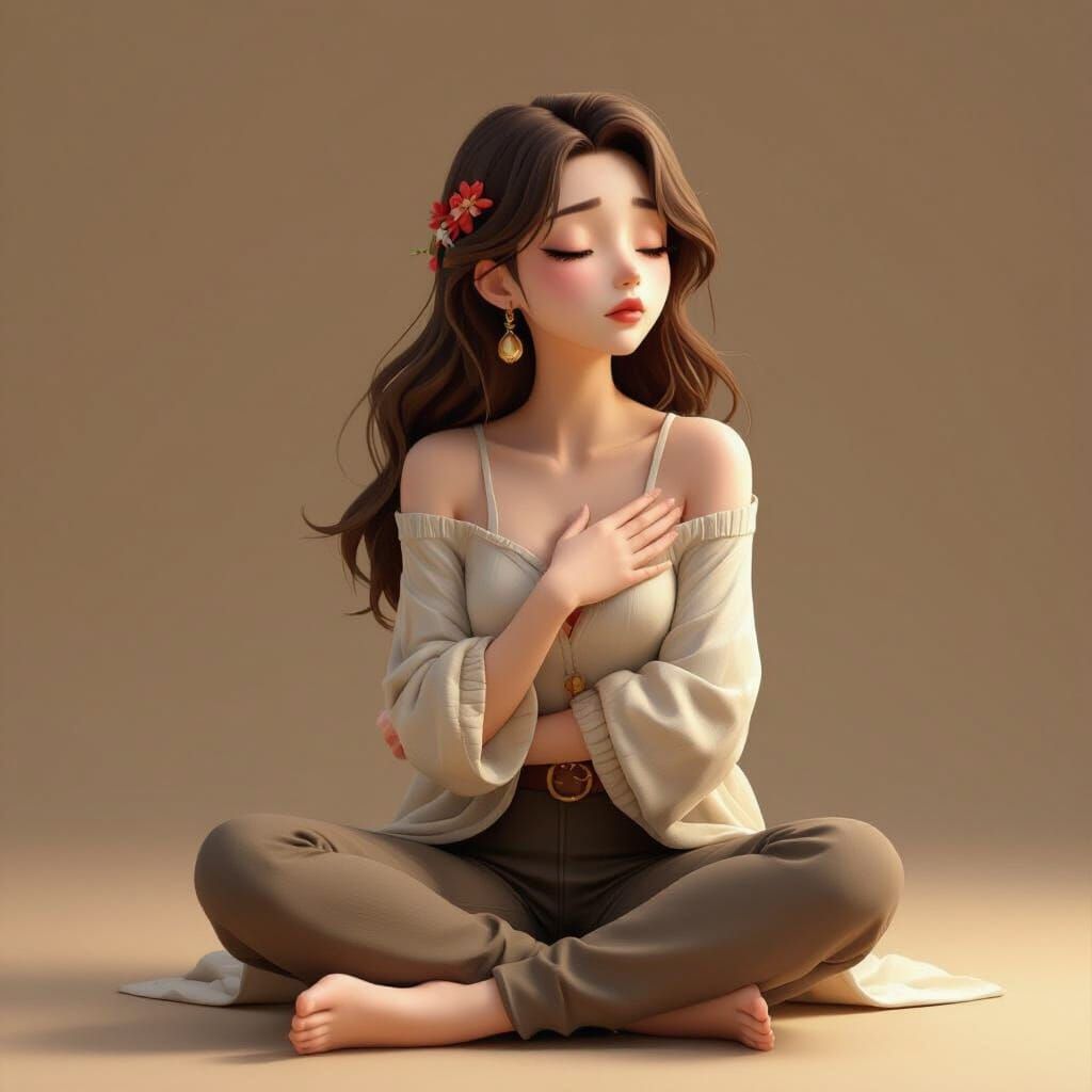 Cartoon-Style Digital Illustration of a Woman