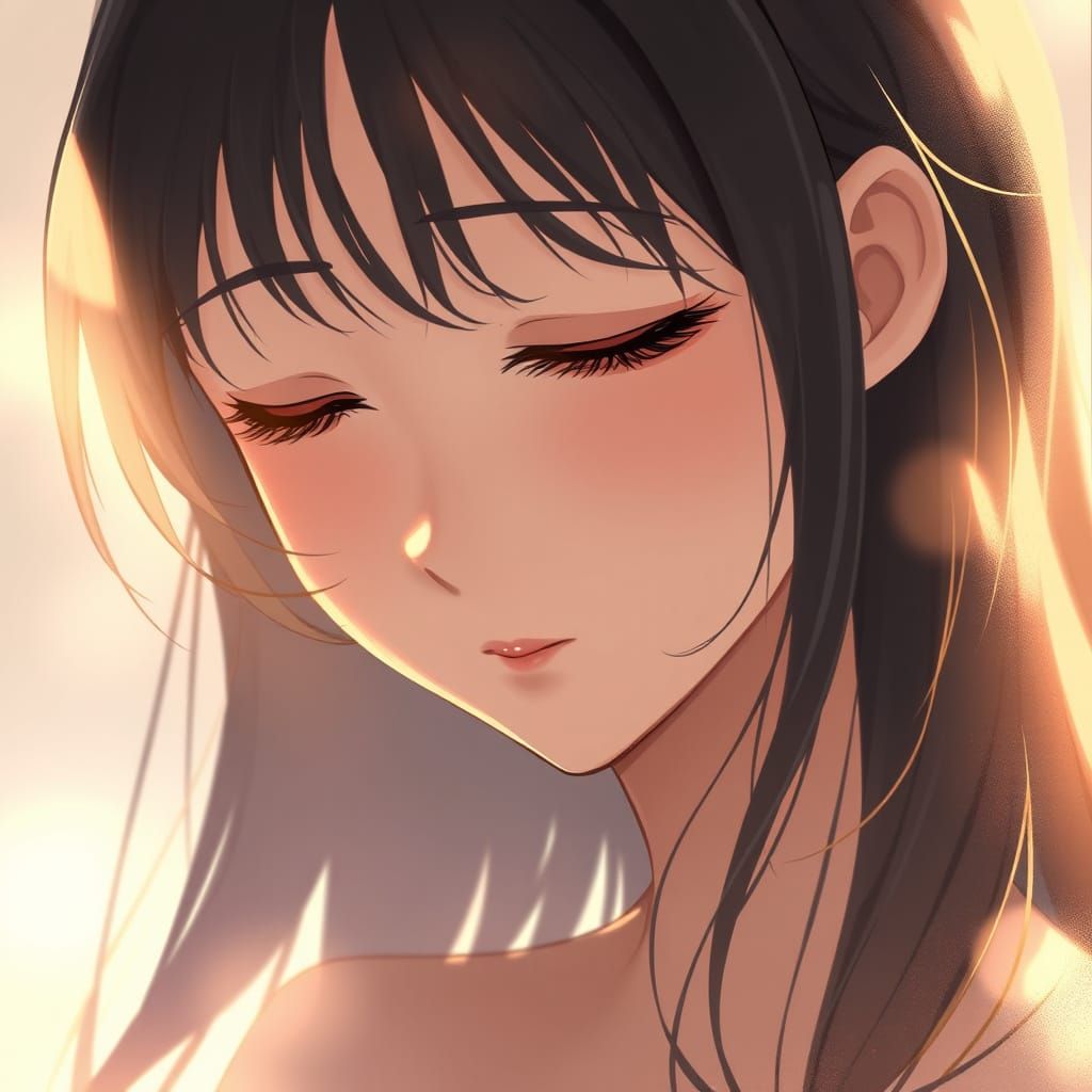 Serene Anime-Inspired Portrait in Makoto Shinkai Style