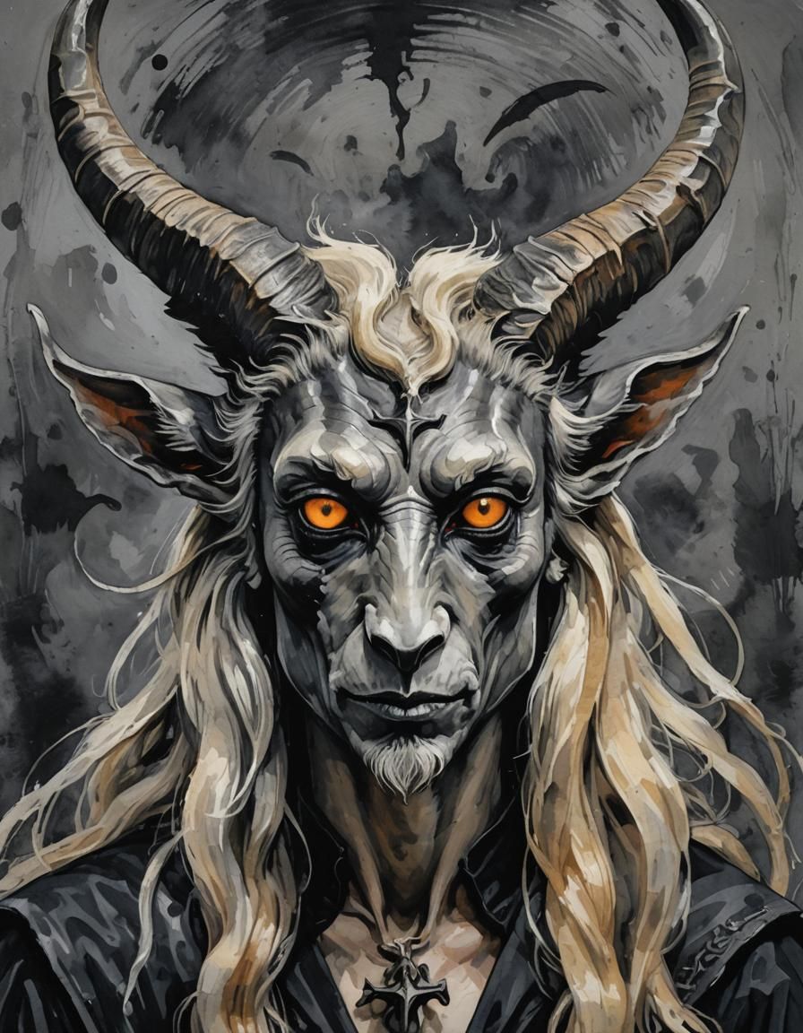 Baphomet, Witch, and New England Folk Horror in Gouache