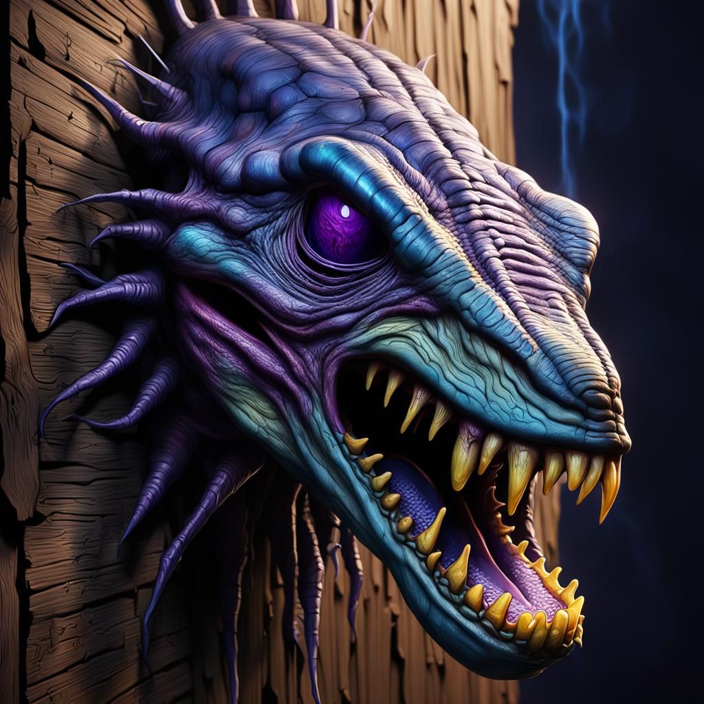 Alien Snout Breaks Through Wall: Dark Fantasy Art