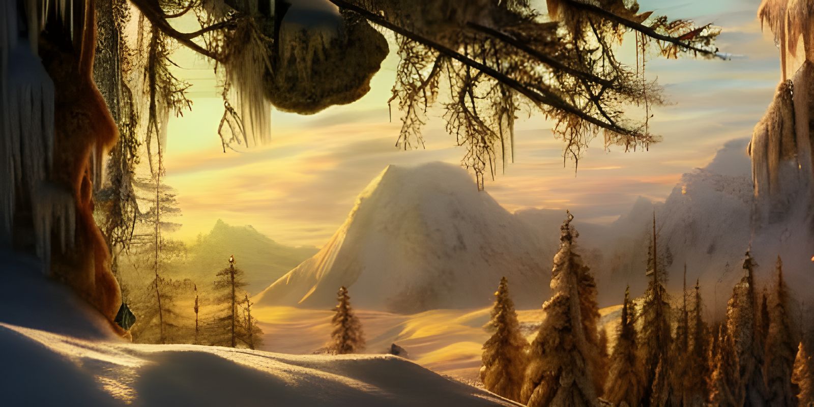 Icy Winter Landscape in Cinematic Style