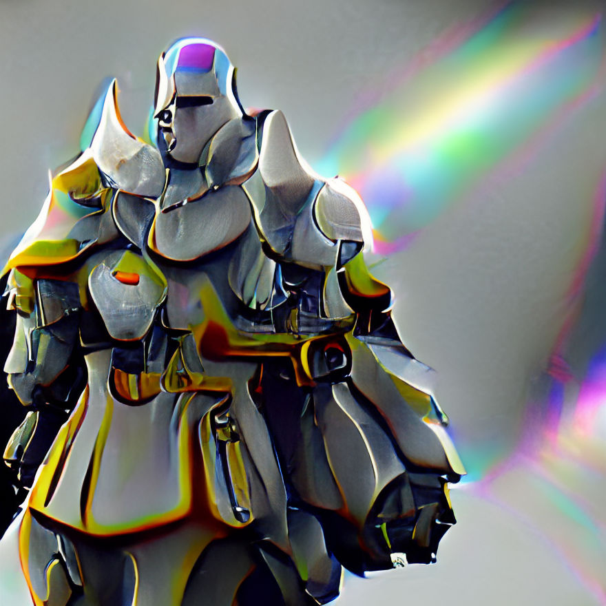 Celestial Warforged Warlock in Anime Style