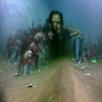Horrifying Punk Zombie in Gustave Doré Style