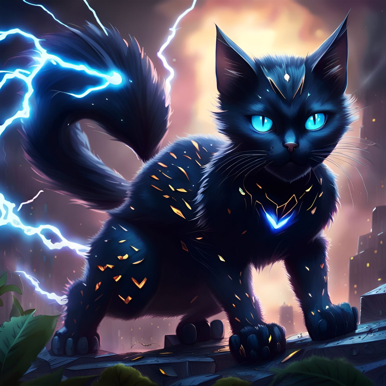 Electric Black Cat Pokémon with Diamond Claws