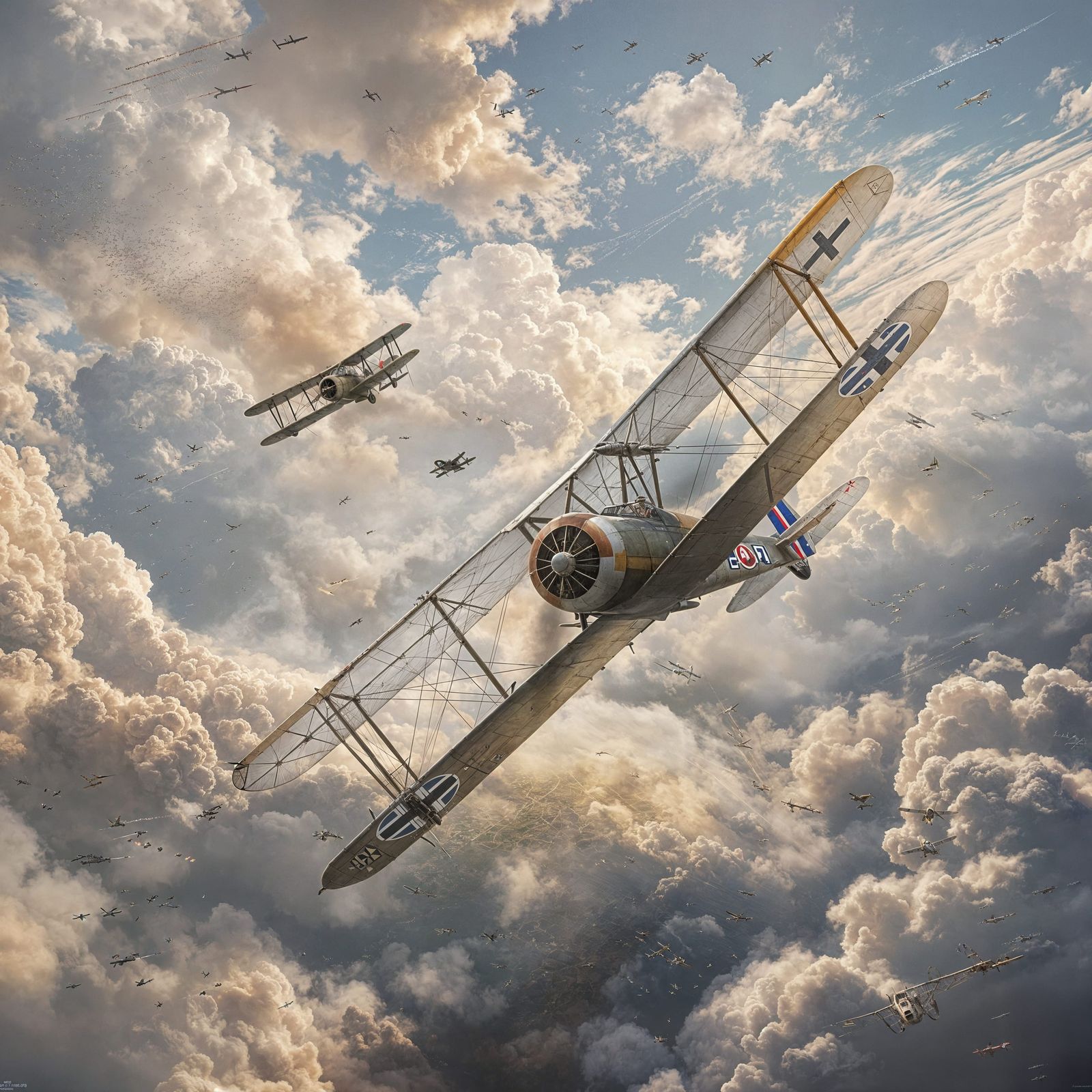 World War One Aircraft Engage in Dog Fight