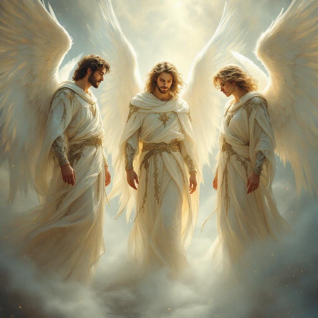 Archangels Michael, Gabriel, and Raphael in Ethereal Light