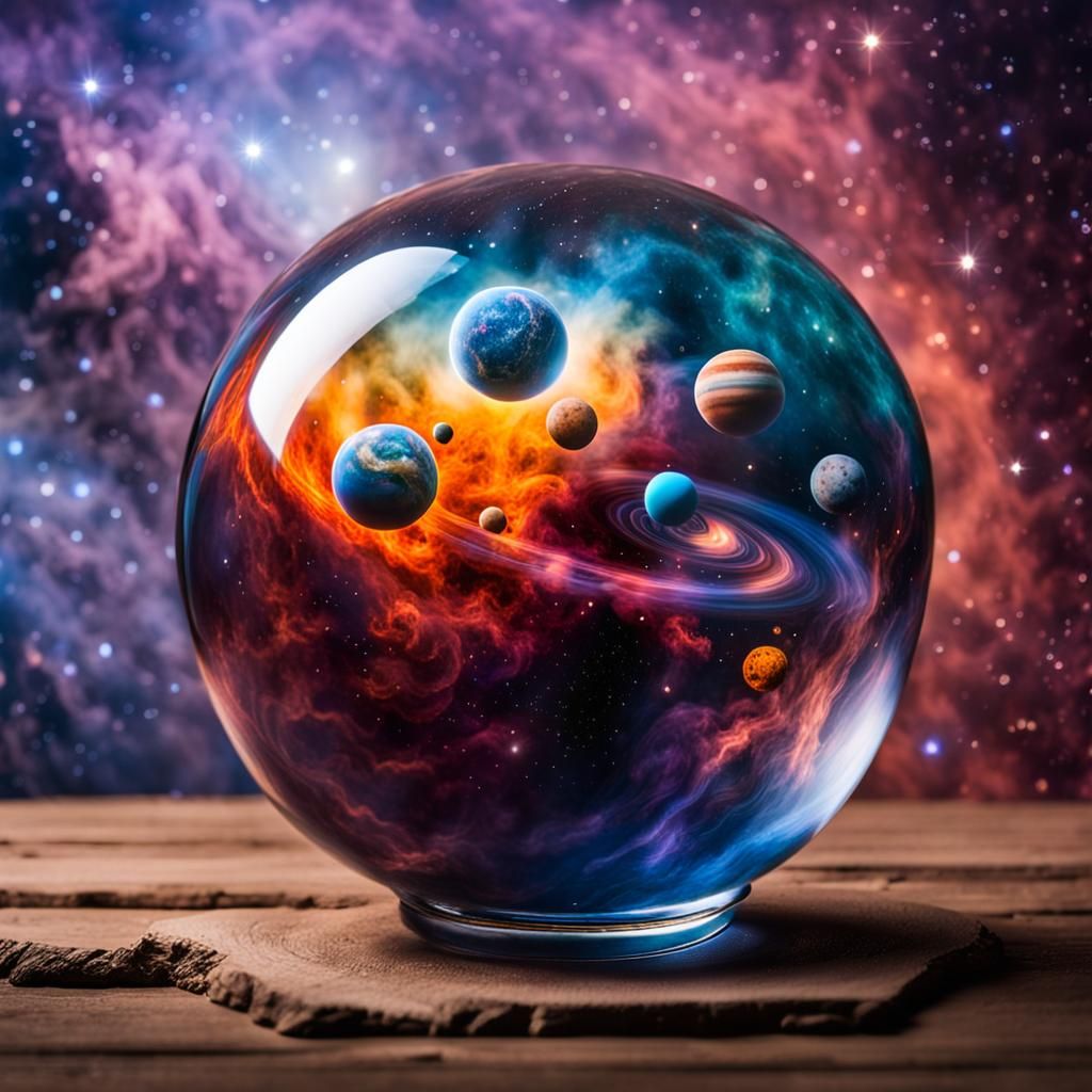 Universe in Glass Sphere: Sci-Fi Photography