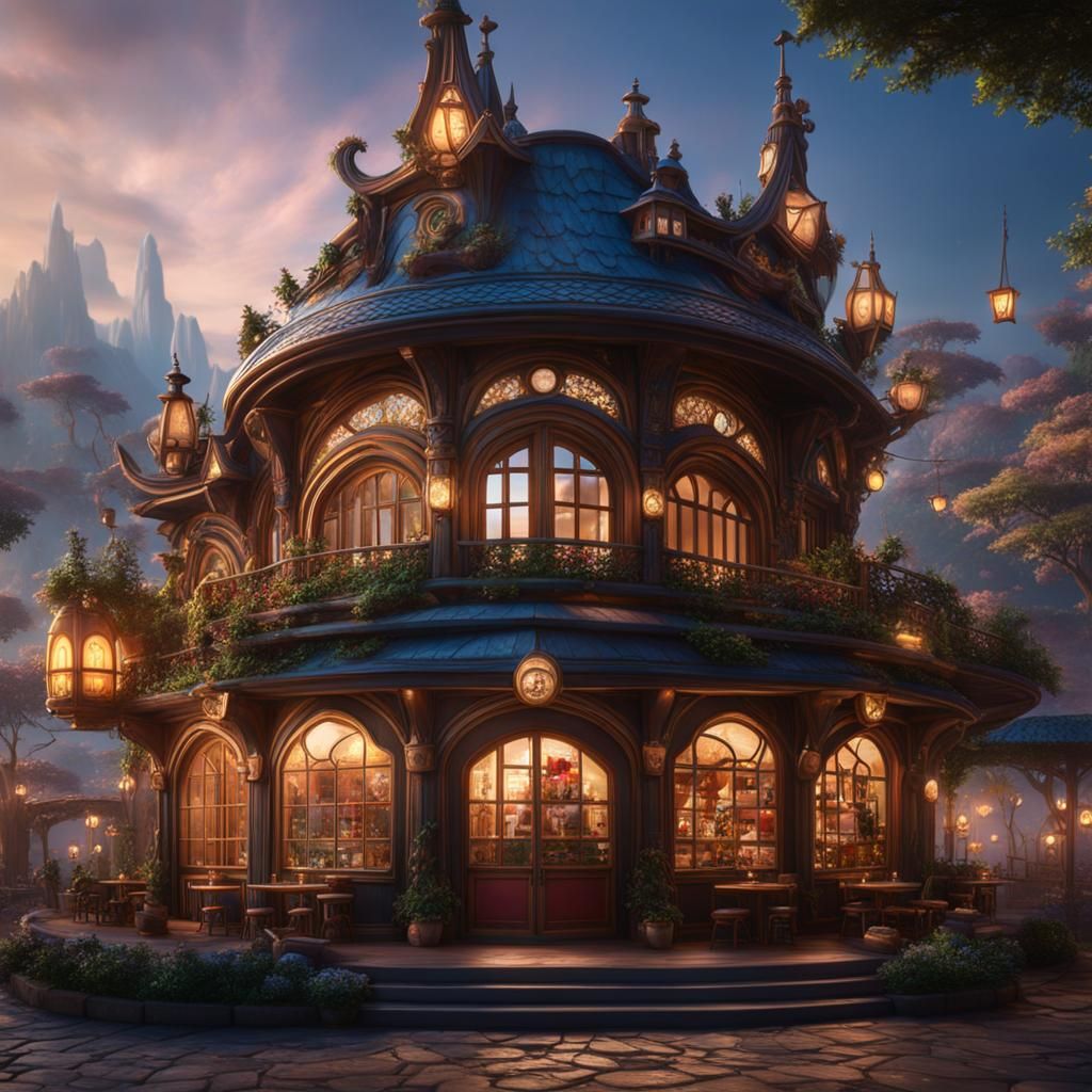 Fairytale Cafe in Seoul: Detailed Matte Painting
