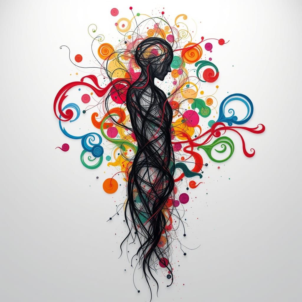 Intertwined Figures in Abstract Minimalist Art