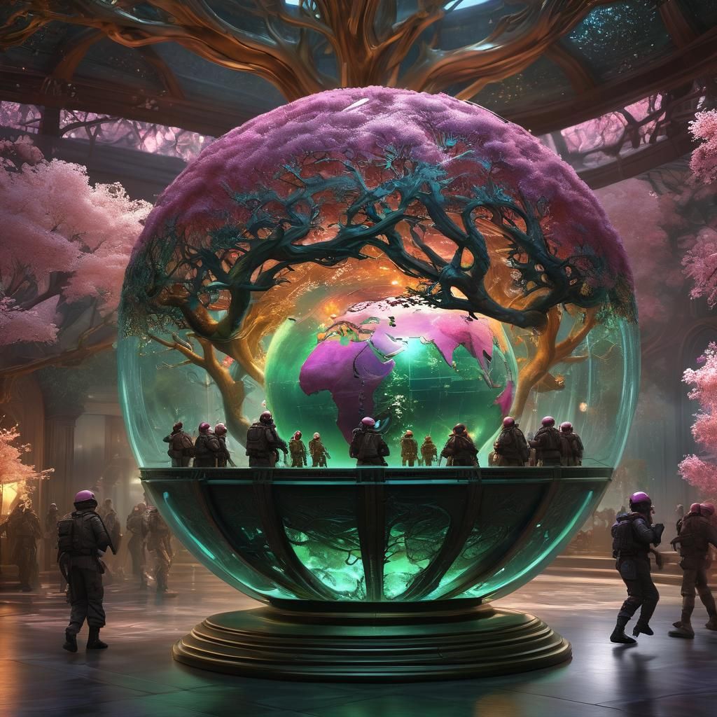 Soldiers and Gold Tree of Life: Fantasy Concept Art