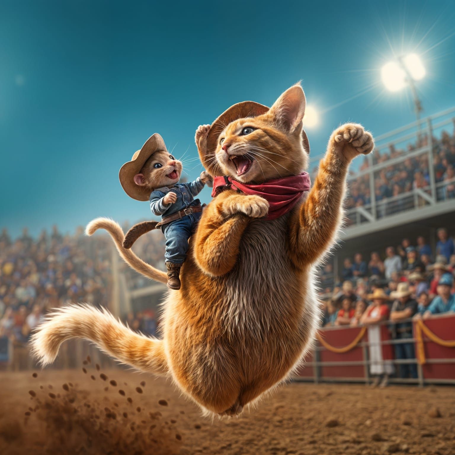 Mouse Rodeo Rider in Hyperrealistic Western Scene