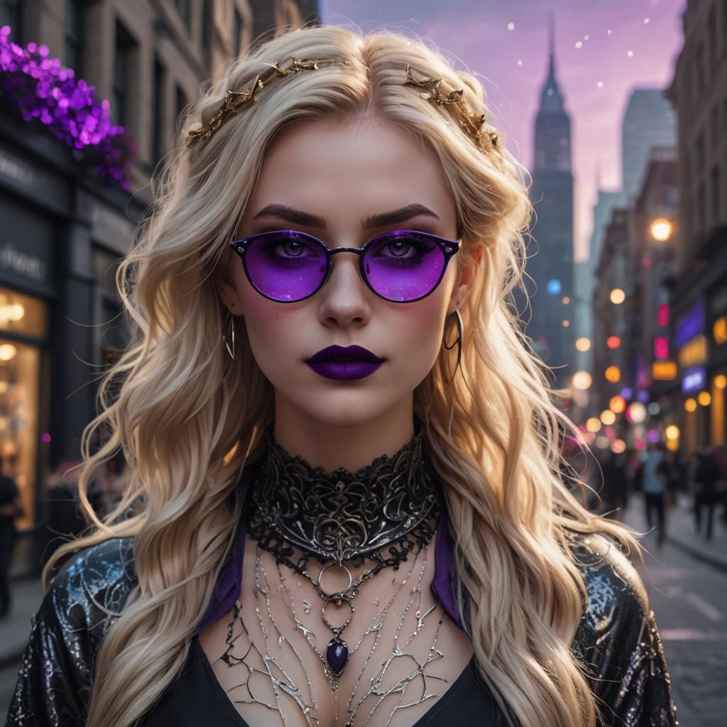 Goth Girl in Purple Glasses