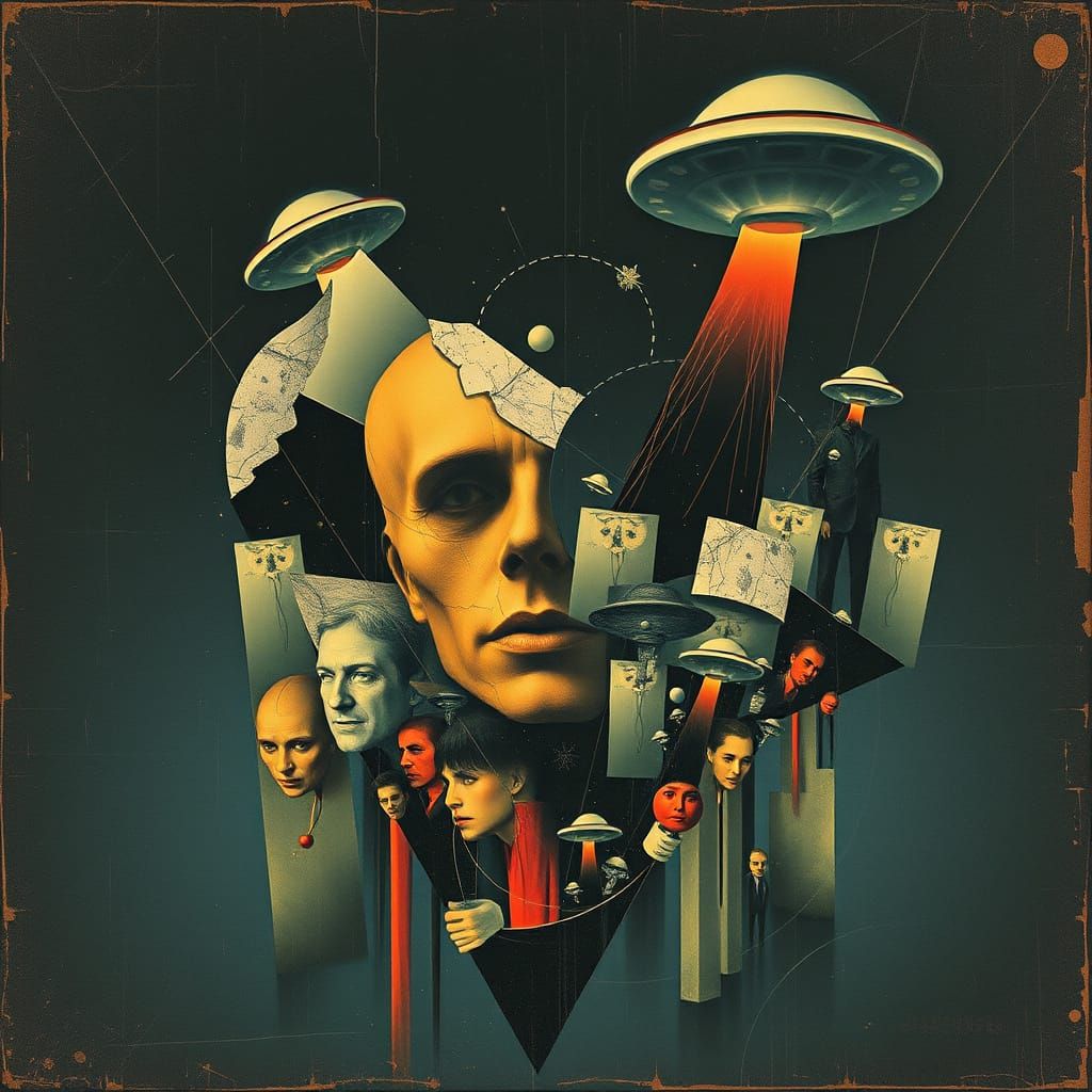 Surreal Album Cover with Abstract Shapes and Shadows