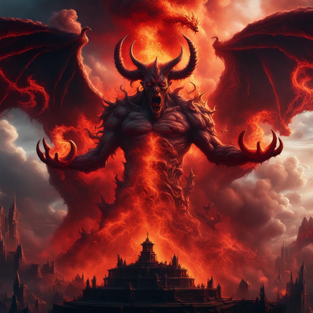 Satan in Burning Clouds: Detailed Matte Painting