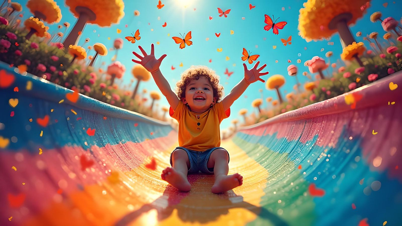 Colorful Graffiti Art: Child's Slide in the Park