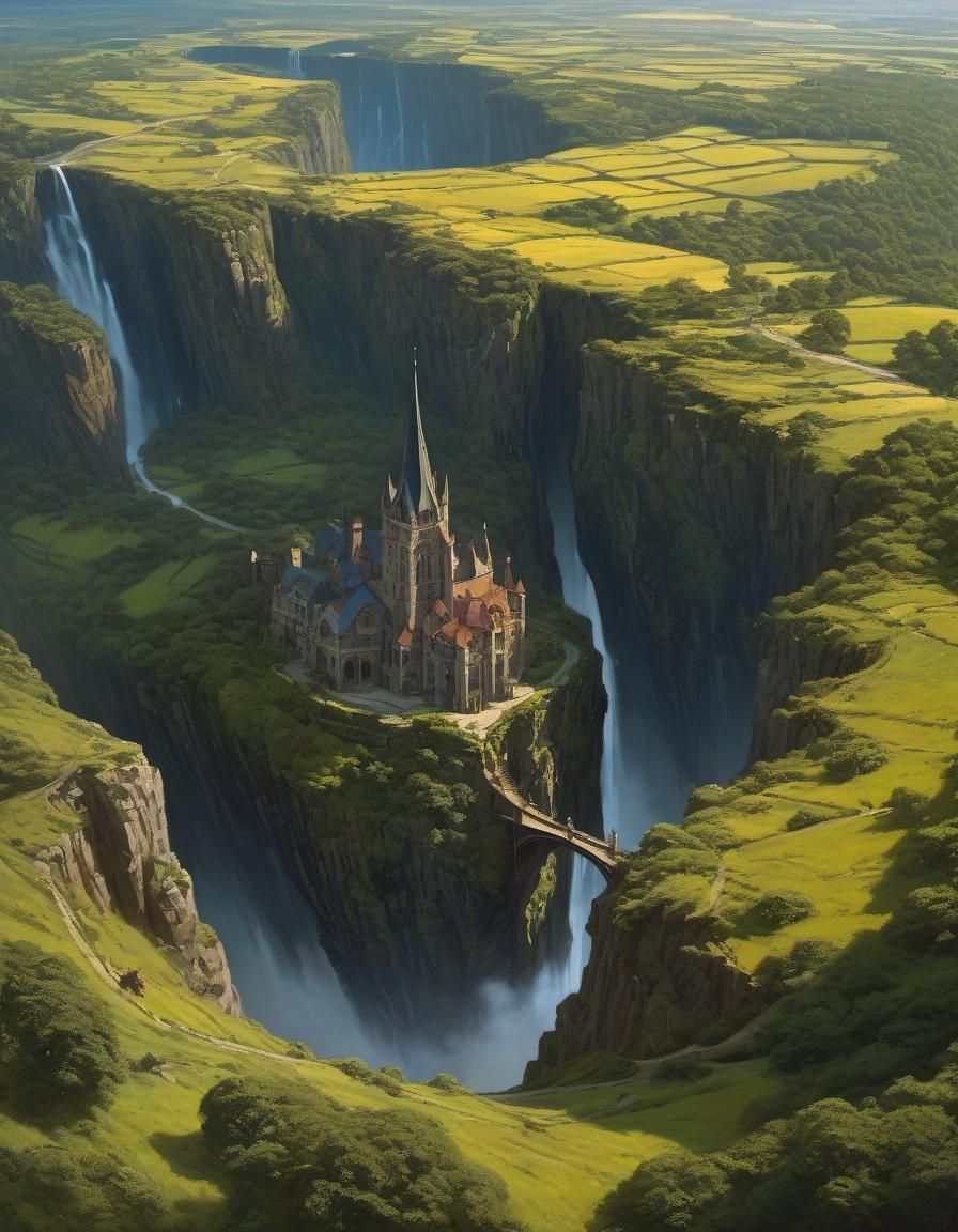 Fantasy Castle in Forest: Gothic Oil Painting