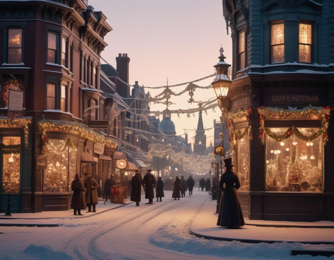Victorian Christmas Street Corner in Winter