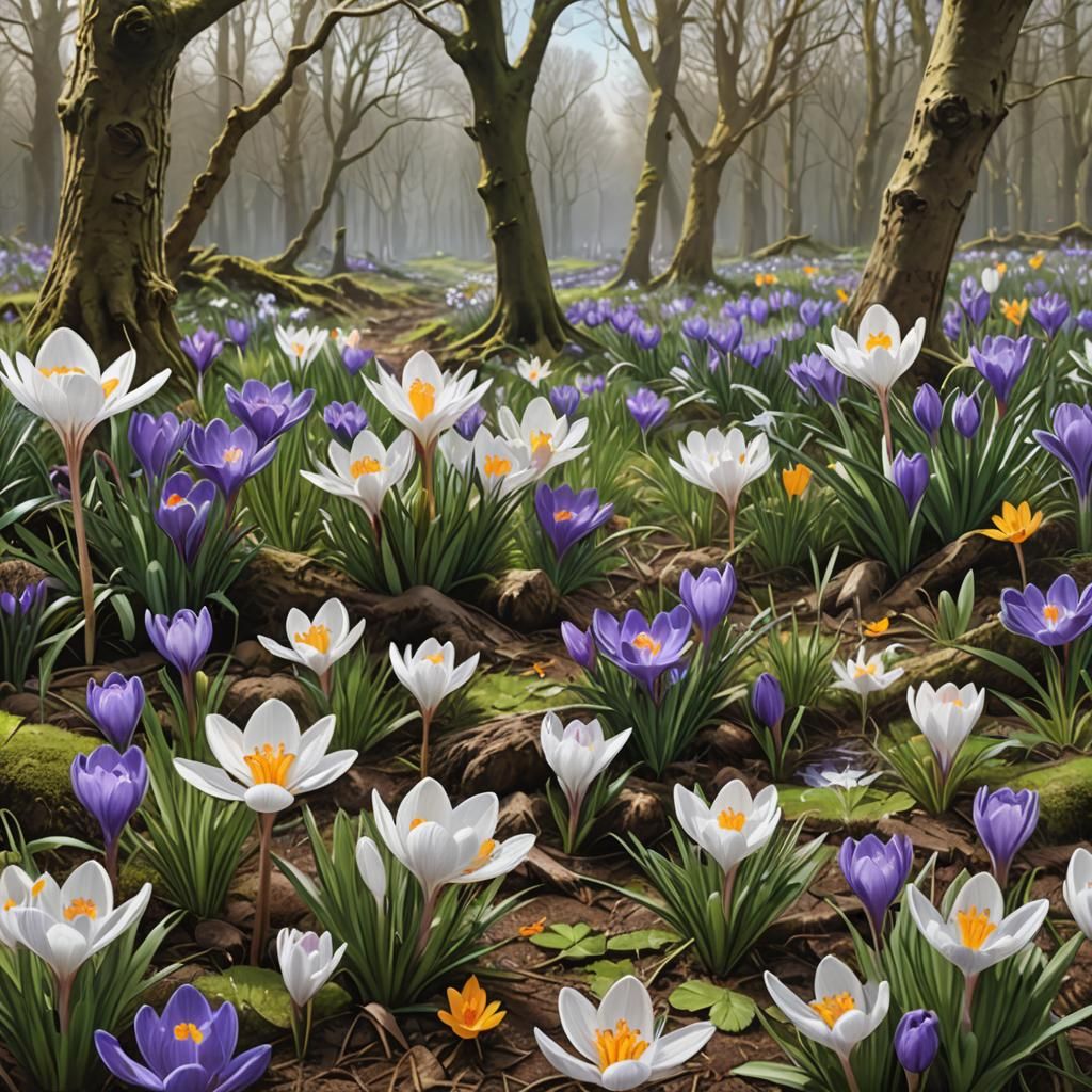 Hyperrealistic Spring Leaves in Bloom